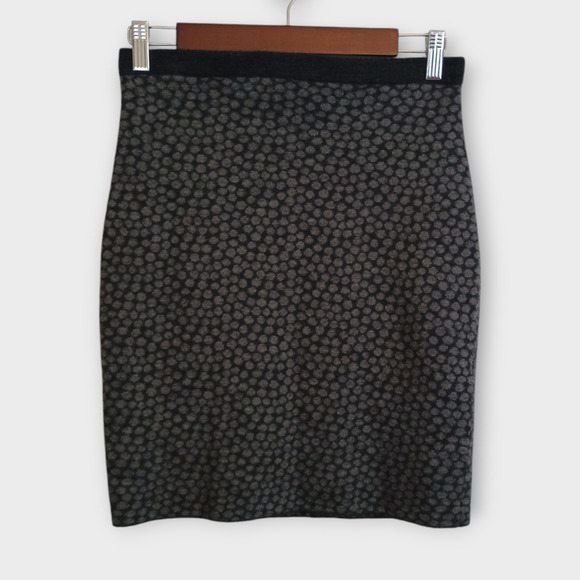 Eileen Fisher Skirt XS Merino Wool Felted Knit Polka Dot Jacquard Pencil Gray - Picture 1 of 5